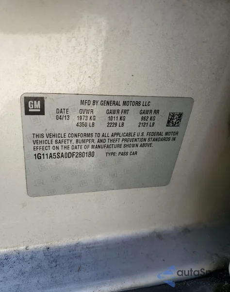 2013 Chevrolet Malibu Ls from USA, damaged, VIN 1G11A5SA0DF280180